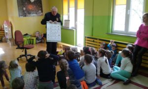 prelekcje edukacyjne w przedszkolu -pracownik Straży Miejskiej