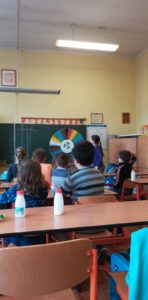 prelekcje edukacyjne w szkole podstawowej - gra w odpadowe Koło Fortuny