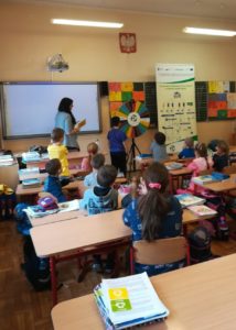 prelekcje edukacyjne w szkole podstawowej - gra w odpadowe Koło Fortuny