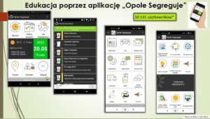 grafiki przedstawiające aplikację mobilną Opole Segreguje w telefonie